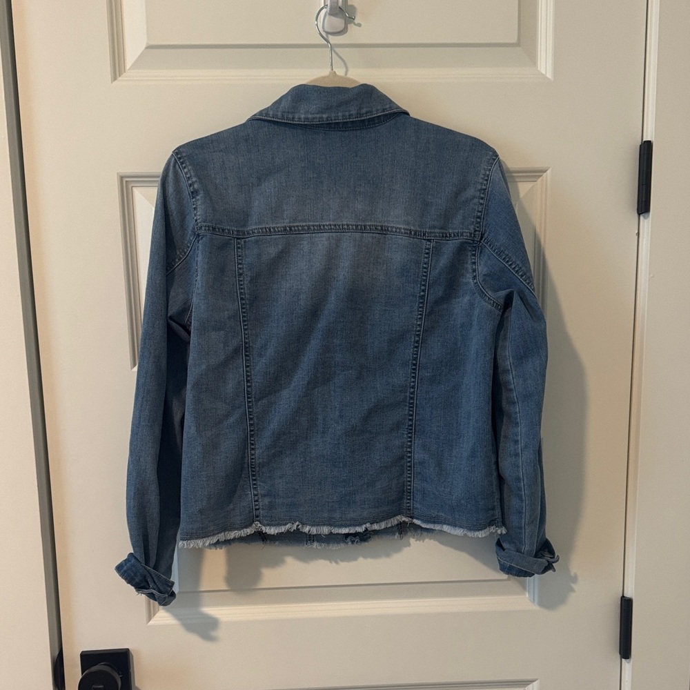 Baccini Medium Blue Denim Jean Jacket with Frayed Hem - Picture 3 of 3